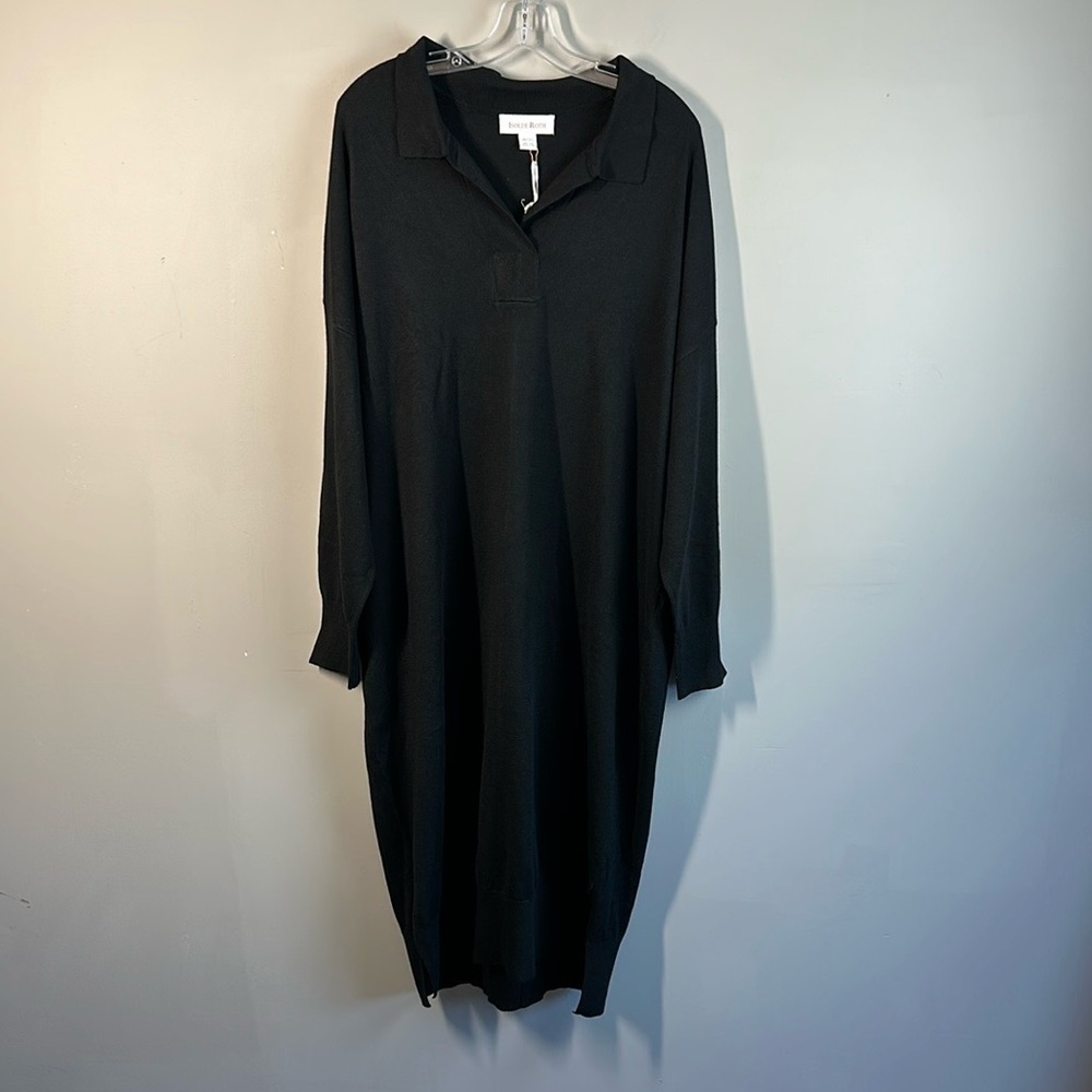 NWT City Chic ISOLDE ROTH Black Side Slit Knit Shirt Dress Size 18/20 - Picture 3 of 15